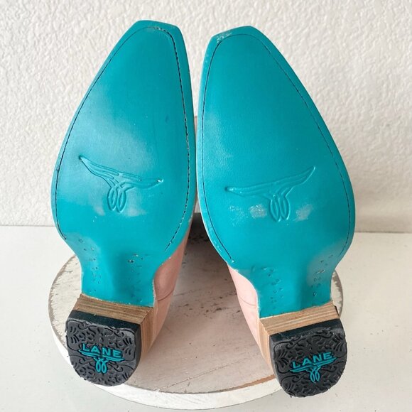 Lane EMMA JANE Womens Cowboy Boots 8 Pink Western Cowgirl Mid Calf Pointed Toe - Picture 8 of 11